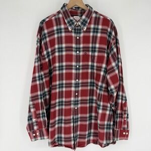 Brooks Brothers 346 Men's XXL Oversized Fit Red Plaid Flannel Button Down Shirt